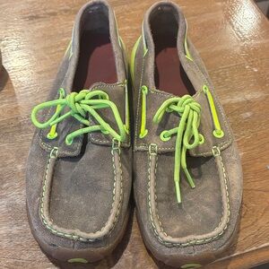 Twisted X Brown and Neon Green Loafers